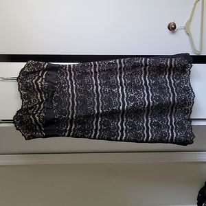 Spaghetti strap black lace dress, nude lining